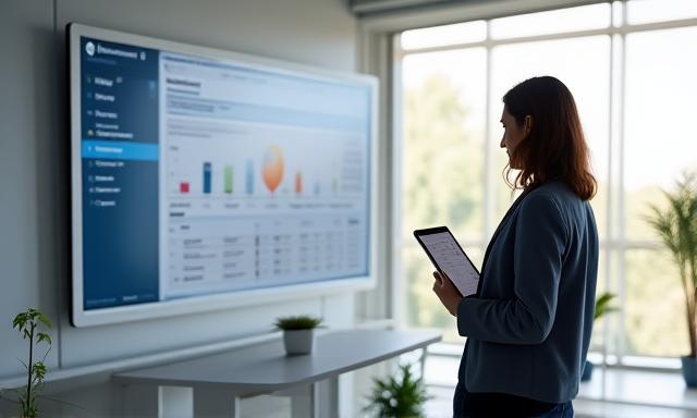 Business professional relaxing while automated systems handle data processing